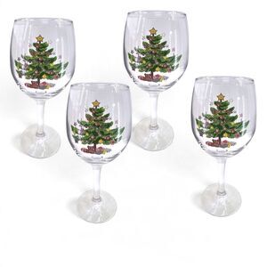 Vintage Nikko Christmastime Stemware Set Of 4 All-Purpose Goblet 11 oz.